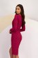 Raspberry Crepe Dress Knee-Length with Wrapped Look - StarShinerS 2 - StarShinerS.com
