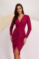 Raspberry Crepe Dress Knee-Length with Wrapped Look - StarShinerS 1 - StarShinerS.com