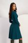 Dark Green Crepe Knee-Length A-Line Dress with Crossover Neckline - StarShinerS 2 - StarShinerS.com