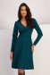 Dark Green Crepe Knee-Length A-Line Dress with Crossover Neckline - StarShinerS 1 - StarShinerS.com