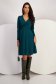 Dark Green Crepe Knee-Length A-Line Dress with Crossover Neckline - StarShinerS 3 - StarShinerS.com
