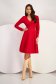 Red crepe dress up to the knee in cloche with crossed neckline - StarShinerS 5 - StarShinerS.com