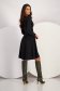 Black crepe knee-length dress with wrapover neckline - StarShinerS 3 - StarShinerS.com