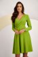 Olive Green Crepe Dress Knee-Length A-line with Crossover Neckline - StarShinerS 1 - StarShinerS.com