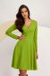 Olive Green Crepe Dress Knee-Length A-line with Crossover Neckline - StarShinerS 3 - StarShinerS.com
