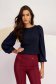 - StarShinerS dark blue women`s blouse crepe tented with puffed sleeves with veil sleeves 1 - StarShinerS.com