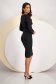 Black crepe pencil dress with decorative front drapes up to the knee - StarShinerS 4 - StarShinerS.com