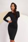 Black crepe pencil dress with decorative front drapes up to the knee - StarShinerS 1 - StarShinerS.com