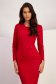Red crepe knee-length pencil dress with decorative front draping - StarShinerS 6 - StarShinerS.com