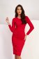 Red crepe knee-length pencil dress with decorative front draping - StarShinerS 1 - StarShinerS.com