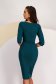 Green Midi Crepe Pencil Dress Accessorized with Brooch - StarShinerS 2 - StarShinerS.com
