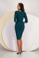 Green Midi Crepe Pencil Dress Accessorized with Brooch - StarShinerS 5 - StarShinerS.com