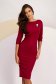 Cherry Crepe Midi Pencil Dress accessorized with brooch - StarShinerS 1 - StarShinerS.com