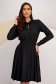 Black georgette midi flared dress with waist elastic accessorized with detachable cord - StarShinerS 6 - StarShinerS.com