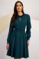 Dark Green Georgette Midi Dress in A-line with Elastic Waistband Accessorized with Detachable Belt - StarShinerS 6 - StarShinerS.com