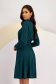 Dark Green Georgette Midi Dress in A-line with Elastic Waistband Accessorized with Detachable Belt - StarShinerS 2 - StarShinerS.com