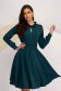 Dark Green Georgette Midi Dress in A-line with Elastic Waistband Accessorized with Detachable Belt - StarShinerS 1 - StarShinerS.com