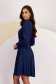 Navy Georgette Midi A-line Dress with Elastic Waistband Accessorized with Detachable Belt - StarShinerS 2 - StarShinerS.com
