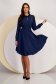Navy Georgette Midi A-line Dress with Elastic Waistband Accessorized with Detachable Belt - StarShinerS 4 - StarShinerS.com