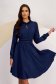 Navy Georgette Midi A-line Dress with Elastic Waistband Accessorized with Detachable Belt - StarShinerS 1 - StarShinerS.com