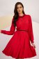 Red Georgette Midi Dress in A-line with Elastic Waist Accessorized with Detachable Cord - StarShinerS 3 - StarShinerS.com