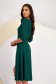 Dark Green Georgette Midi A-Line Dress with Puffy Sleeves Accessorized with Brooch - StarShinerS 2 - StarShinerS.com