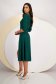 Dark Green Georgette Midi A-Line Dress with Puffy Sleeves Accessorized with Brooch - StarShinerS 4 - StarShinerS.com