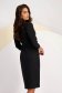 Elastic Black Midi Pencil Dress with Crossed Neckline and Decorative Buttons - StarShinerS 2 - StarShinerS.com