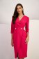 - StarShinerS pink dress midi pencil wrap over front with decorative buttons jersey 6 - StarShinerS.com