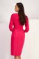 Pink midi pencil dress made of full elastic fabric with crossover neckline and decorative buttons - StarShinerS 2 - StarShinerS.com