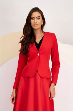 Red slightly elastic fabric blazer with a fitted cut - StarShinerS