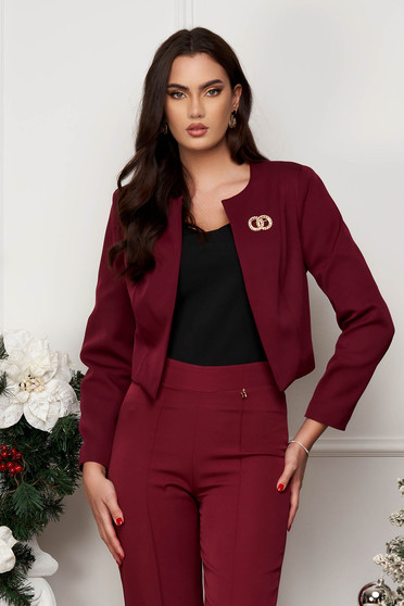 Sales blazers, Short Jacket made of slightly elastic burgundy fabric - StarShinerS - StarShinerS.com