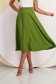 Midi Khaki Elastic Fabric Skirt in Flare - StarShinerS 4 - StarShinerS.com
