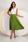Midi Khaki Elastic Fabric Skirt in Flare - StarShinerS 1 - StarShinerS.com