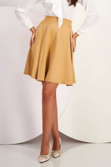 Elastic Fabric Nude Skater Skirt with Side Pockets - StarShinerS