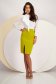 Olive Green Elastic Fabric Pencil Skirt Knee-Length with Slit on Leg - StarShinerS 3 - StarShinerS.com