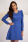 Short blue dress made of thin elastic fabric with an A-line cut and puffed shoulders - StarShinerS 1 - StarShinerS.com