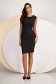 Black Elastic Fabric Knee-Length Pencil Dress - StarShinerS 5 - StarShinerS.com