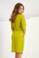 Olive Green Elastic Fabric Pencil Dress with Side Pockets and Three-Quarter Sleeves - StarShinerS 2 - StarShinerS.com