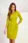 Olive Green Elastic Fabric Pencil Dress with Side Pockets and Three-Quarter Sleeves - StarShinerS 1 - StarShinerS.com