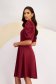 Burgundy Stretch Fabric Knee-Length Dress with Side Pockets and Puff Sleeves - StarShinerS 2 - StarShinerS.com