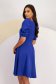 Blue Elastic Fabric Knee-Length Dress with Side Pockets and Puffed Sleeves - StarShinerS 2 - StarShinerS.com
