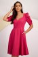 Pink Elastic Fabric Dress Knee-Length A-Line with Side Pockets and Puffy Sleeves - StarShinerS 6 - StarShinerS.com