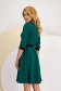 Green elastic fabric dress in flared style accessorized with cord and side pockets - StarShinerS 2 - StarShinerS.com