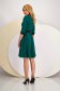 Green elastic fabric dress in flared style accessorized with cord and side pockets - StarShinerS 4 - StarShinerS.com