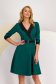 Green elastic fabric dress in flared style accessorized with cord and side pockets - StarShinerS 1 - StarShinerS.com