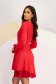 Red short elastic fabric dress in a-line style with veil ruffles - StarShinerS 2 - StarShinerS.com