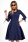 Rochie din stofa elastica bleumarin pana la genunchi in clos cu volanase decorative - StarShinerS 1 - StarShinerS.ro