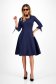 Rochie din stofa elastica bleumarin pana la genunchi in clos cu volanase decorative - StarShinerS 5 - StarShinerS.ro