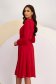Red midi veil dress in skater style with waist elastic and front ruffle - StarShinerS 2 - StarShinerS.com